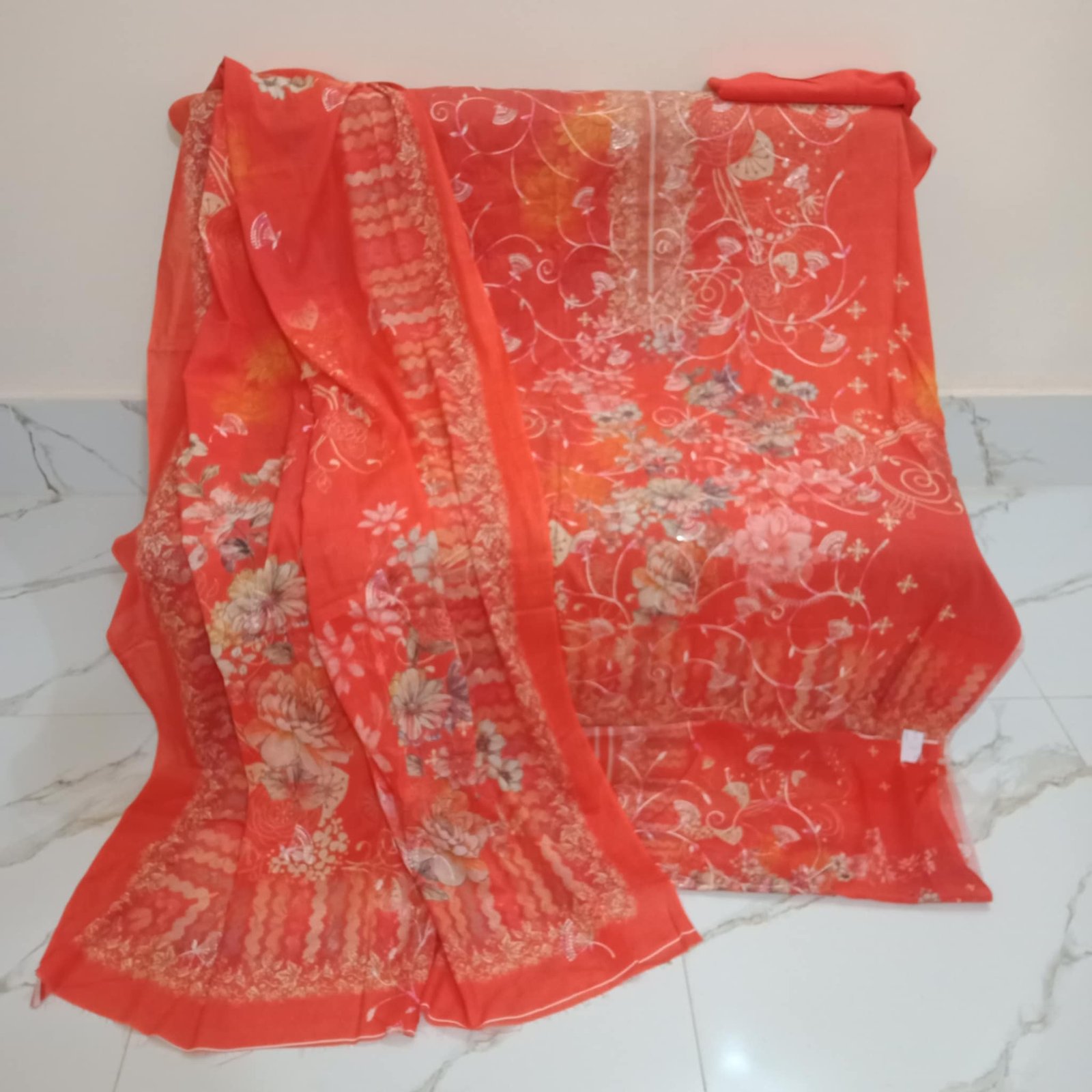 Premium Pushpa Cotton Unstitched Three-Piece Set | Elegant & Comfortable | Lubiwear